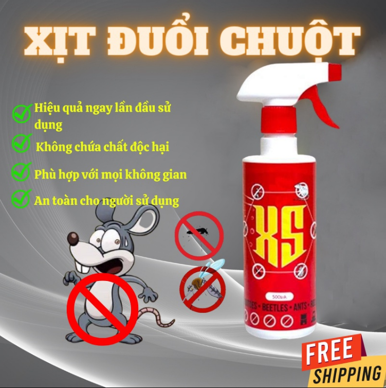 Xịt đuổi chuột côn trùng XS, Xịt đuổi chuột, Thảo Dược Thiên Nhiên Hiệu Quả, Dùng Cho Mọi Nhà - Công nghệ sinh học an toàn cho người