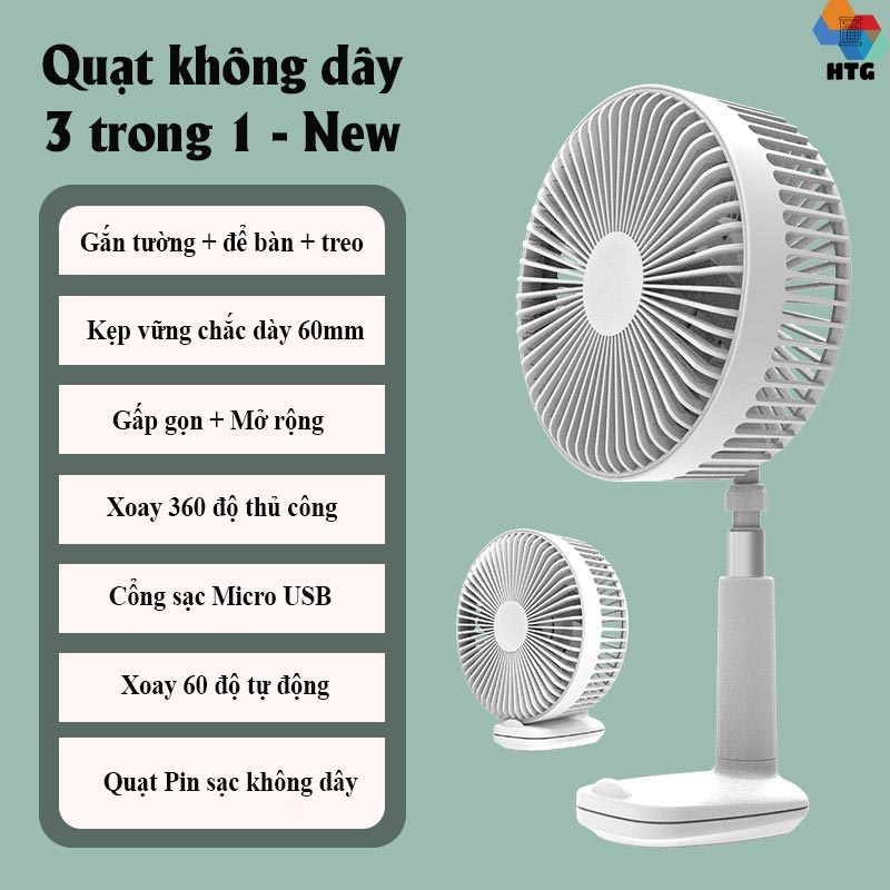 Quạt tích điện không dây Cyke F8pro, hàng chính hãng