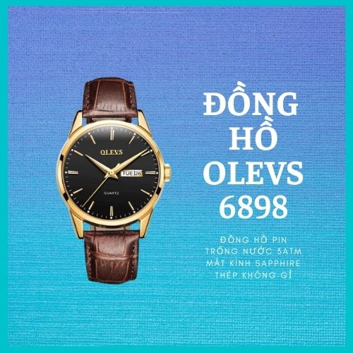 [ HOT HOT HOT ]Đồng hồ nam OLEVS dây da kim dạ quang OL6898 - Chống nước chống xước cao cấp