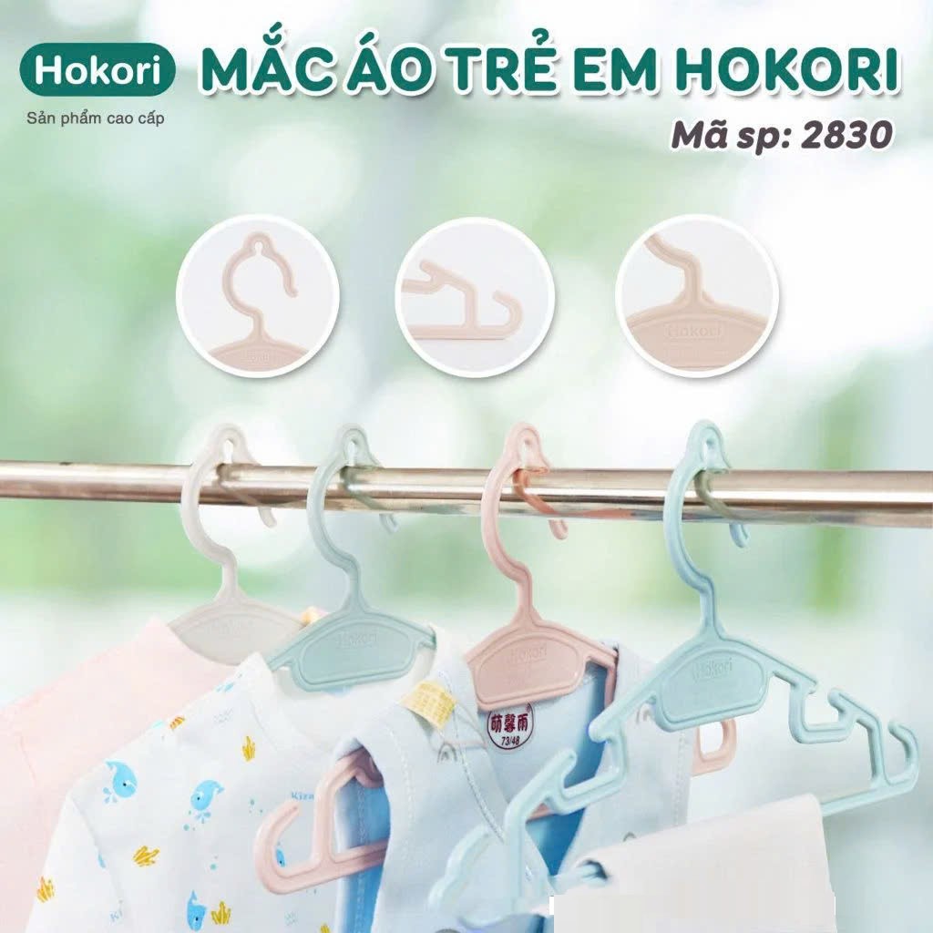 Set 10 Móc quần áo trẻ em Hokori nhựa cao cấp Việt Nhật