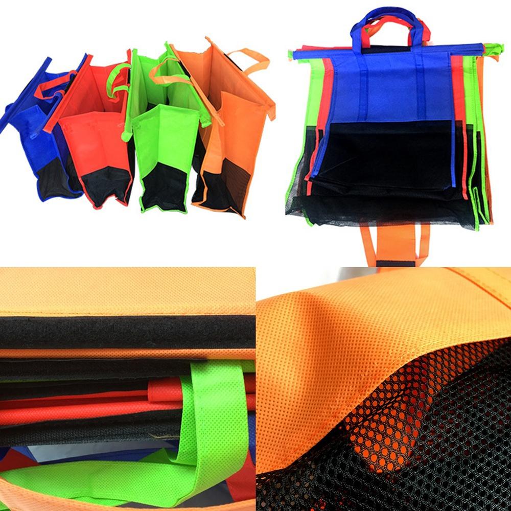 4 Túi Xe đẩy quạt và đứng thẳng trên xe đẩy hàng siêu thị có thể tái sử dụng