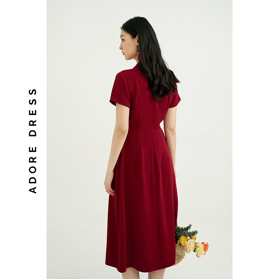 Đầm midi dresses tuytsy trơn 3 màu khuy rose vintage 311DR2022 ADORE DRESS