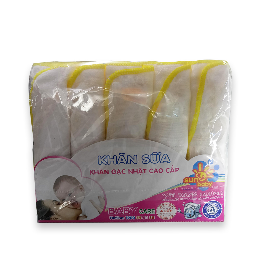 Bịch 20 Khăn sữa vải gạc Nhật Trung 4 lớp 25x30cm 100% cotton mềm mại (Đồ dùng vệ sinh cho bé) CCGNT4_SUNBABY