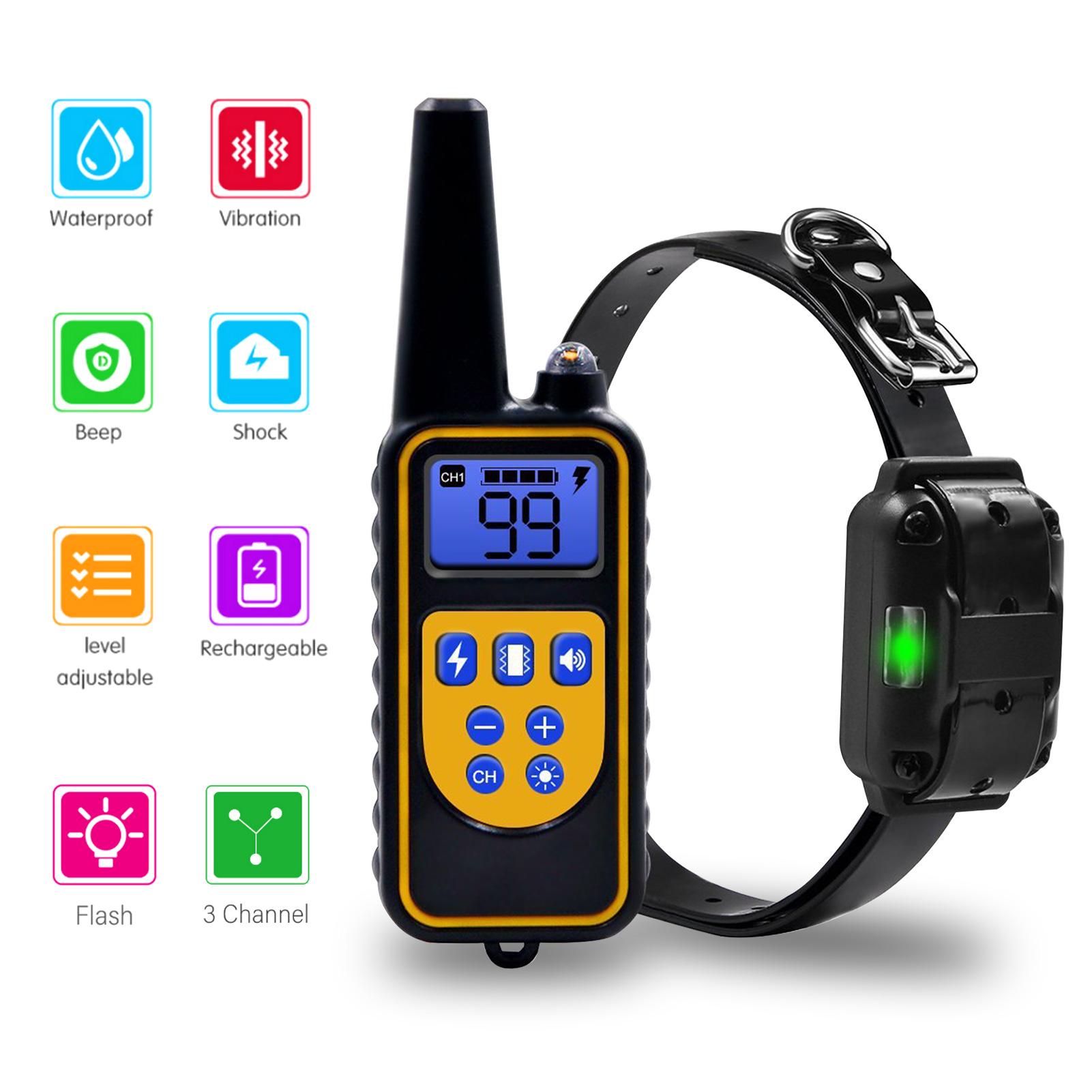 Vòng cổ huấn luyện chó với 4 chế độ huấn luyện,Có sẵn rung động cấp độ 1-99 và sốc điện,Tích hợp pin sạc và đi kèm cáp USB,ật liệu ABS bền, tuổi thọ cao.