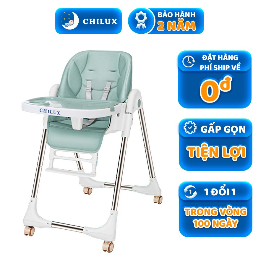 Ghế ăn dặm cho bé Chilux - Có thể gấp gọn - Bàn ăn rộng, Nhiều nấc điều chỉnh độ cao ghế