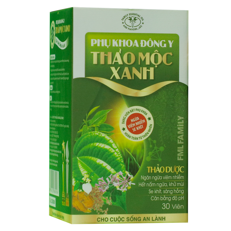 Viên đặt giúp Ngừa Viêm Nhiễm- Se Khít Sáng Hồng Vùng Kín- Phụ khoa Đông Y Thảo mộc xanh FML FAMILY (Lọ 30 viên)