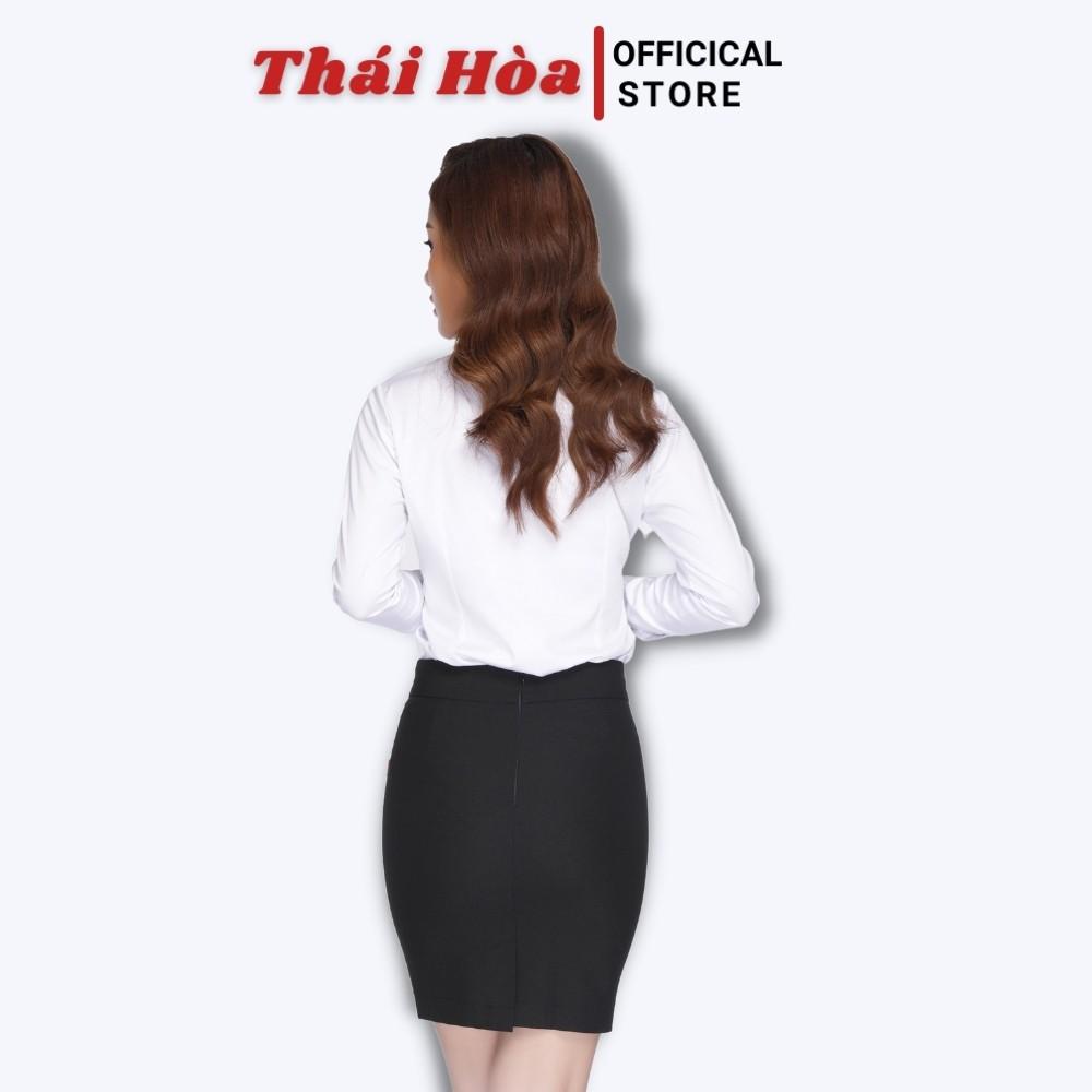 Áo sơ mi nữ công sở dài tay màu trắng, chất vải sợi tre cao cấp thoáng mát Thái Hòa 8919-01