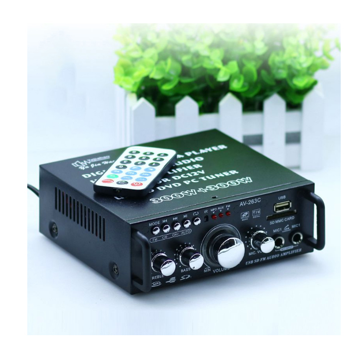 Amply mini bluetooth 12v 220v AV-153TV, USB,SD,FM