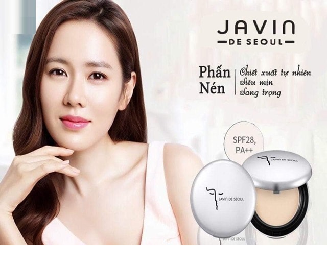 Phấn bột dạng nén siêu mịn, lâu trôi javin de seoul Hàn quốc 13g/ hộp Kèm 1 mặt nạ collagen dabo