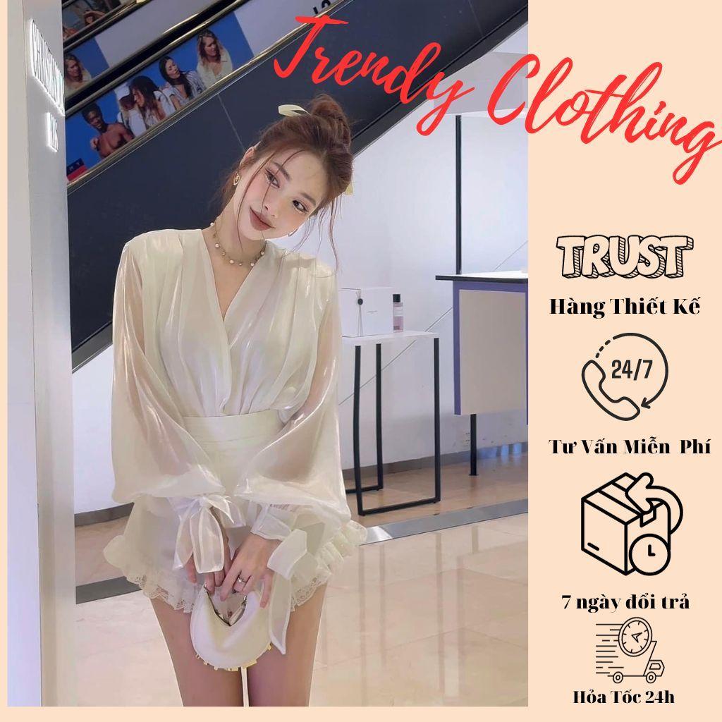 Set bộ nữ, áo voan tơ kèm quần short chất voan sang chảnh Trendy Clothing