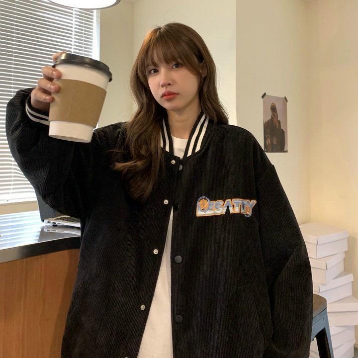 Áo Khoác Bomber Nhung In Logo 2 Lớp Freesize Chất Đẹp Unisex Nam Nữ