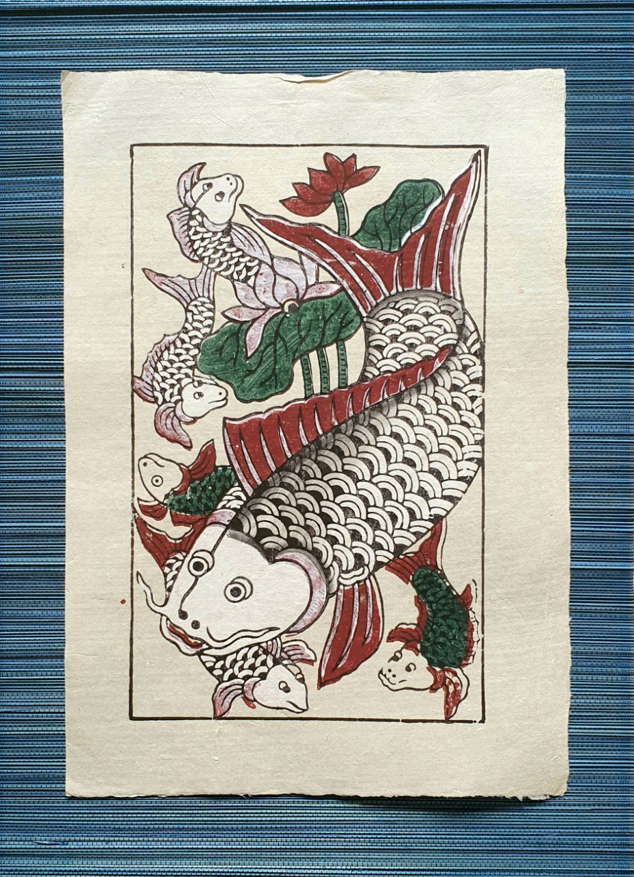 Tranh Cá chép đàn - Tranh dân gian Đông Hồ - Dong Ho folk woodcut painting