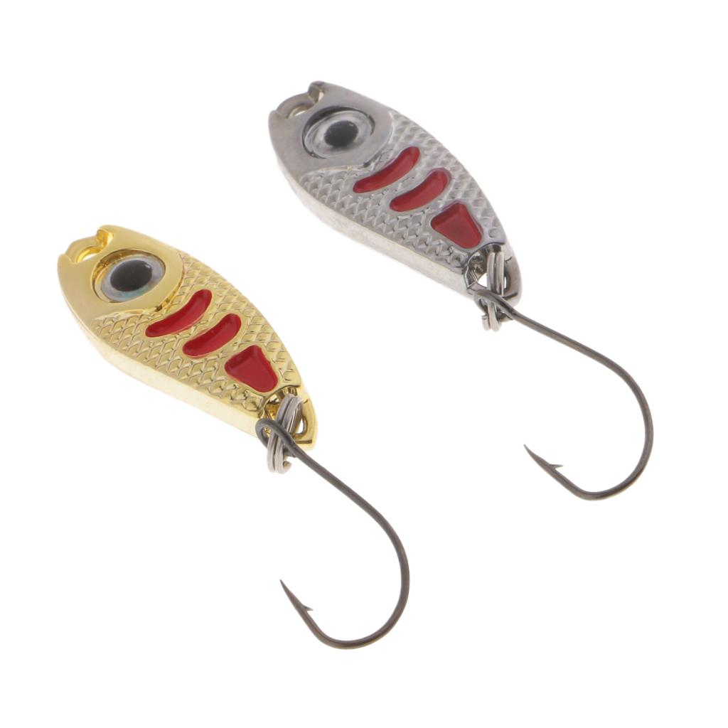 2Pcs Metal Spoons Fishing Lures Hard Sequins Baits with Single Hook