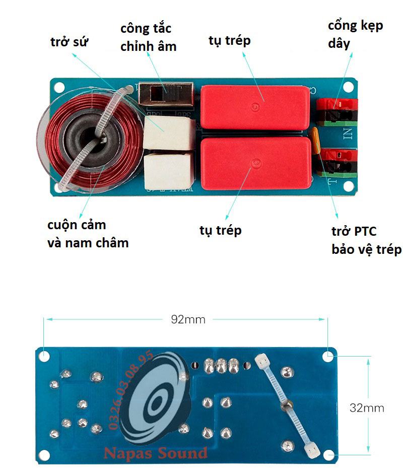 MẠCH PHÂN TẦN LOA TREBLE - PHÂN TẦN LOA TRÉP - T13 CÓ CHỈNH ÂM - LOA TRÉP KÈN