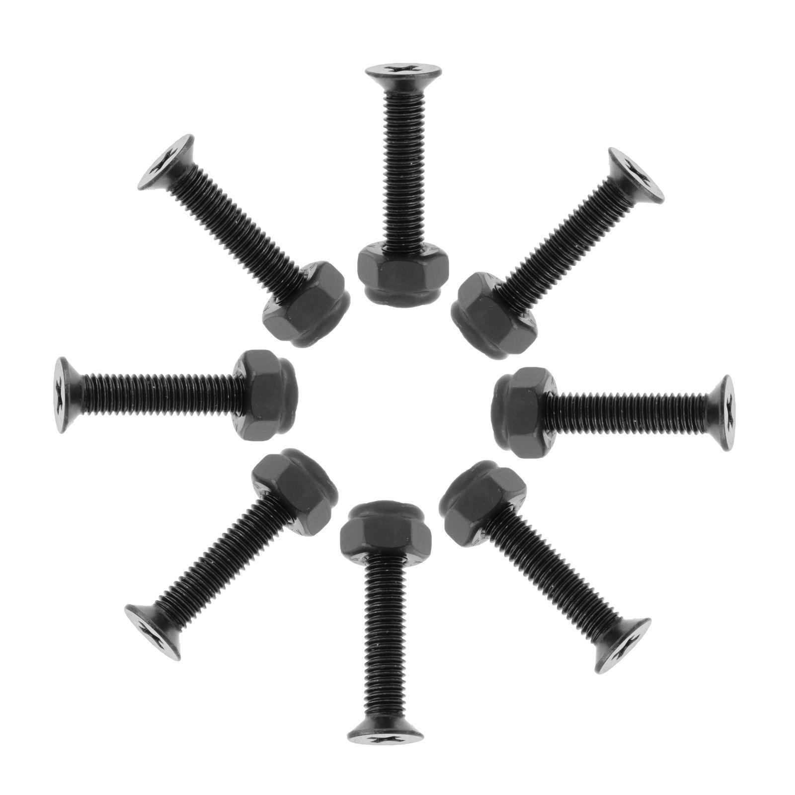 8x Longboard Skateboard Wheel Installing Hardware Screws Nuts Bolts Black