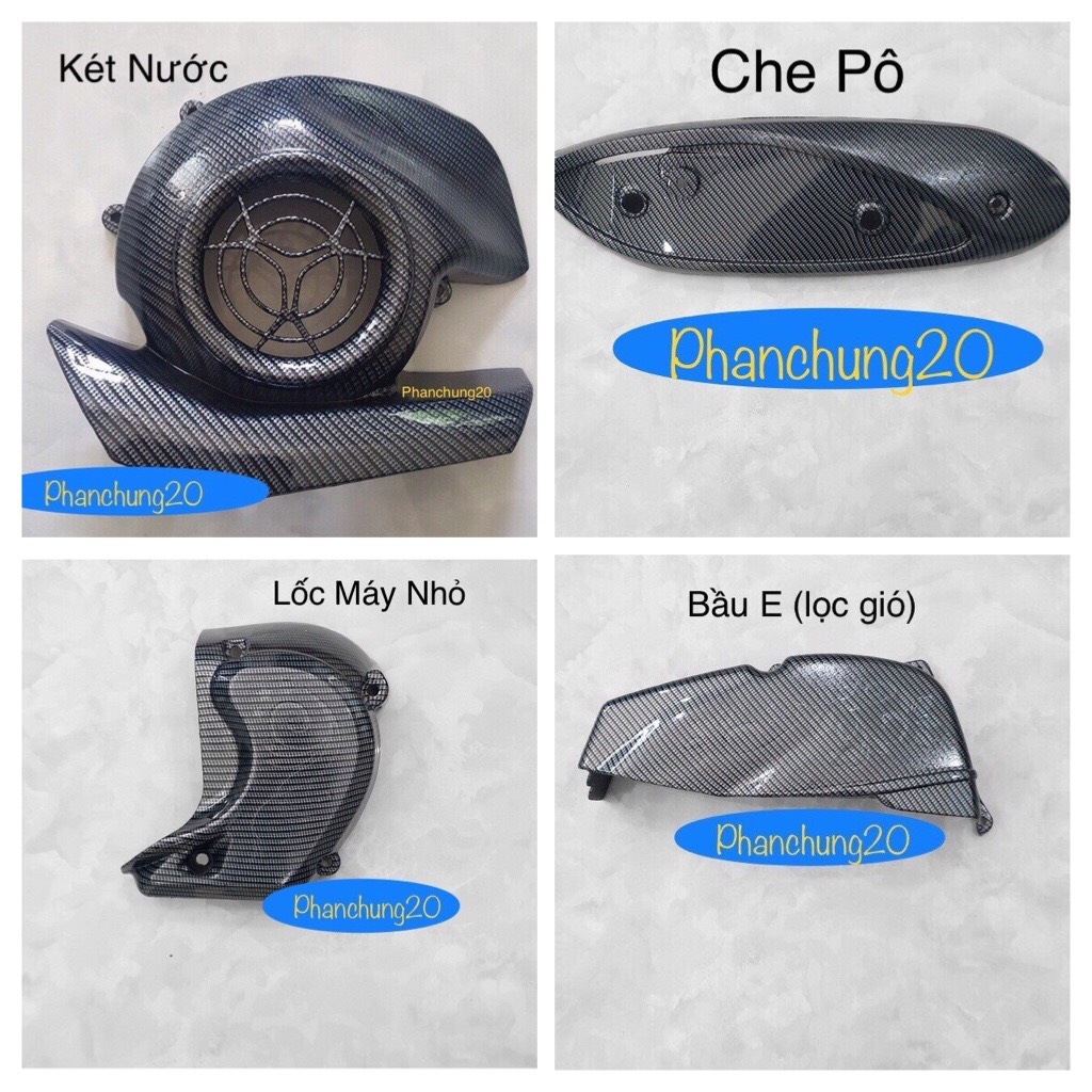 COMBO BỘ ỐP PHỤ KIỆN TRANG TRÍ DÙNG CHO ĐỜI XE YAMAHA GRANDE 2023 2024 CACBON