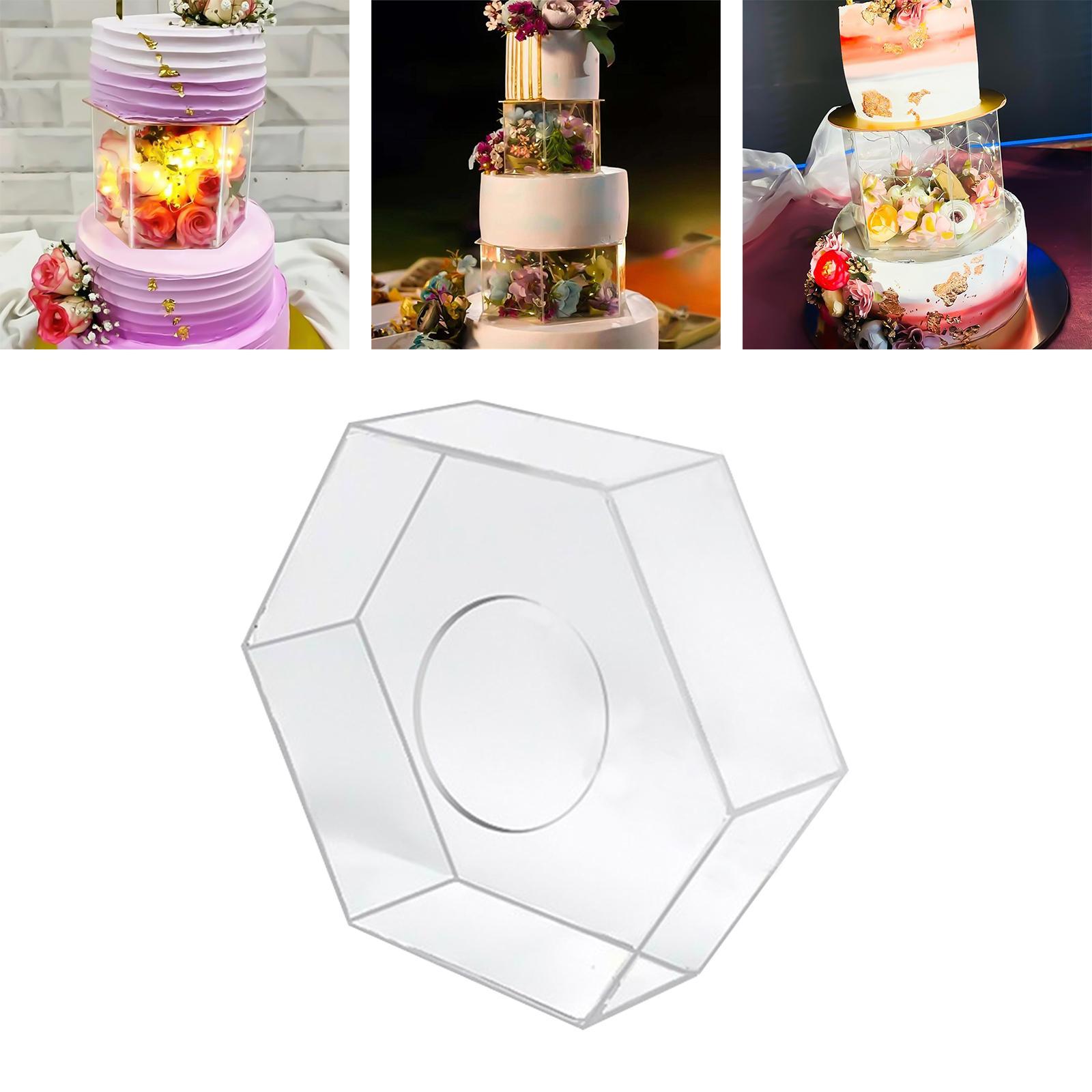 Clear Acrylic Cake Stand Hexagon Cake Tier for Wedding Display Food Birthday