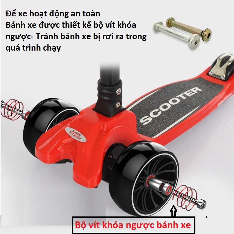 Xe scooter cho bé, xe trượt scooter trẻ em 4 bánh phát sáng có thể gấp gọn cao cấp