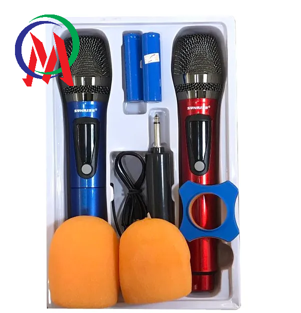 BỘ 2 Micro đa năng không dây TV-2200 vỏ thép dùng pin sạc Âm thanh tốt, chống hú rít
