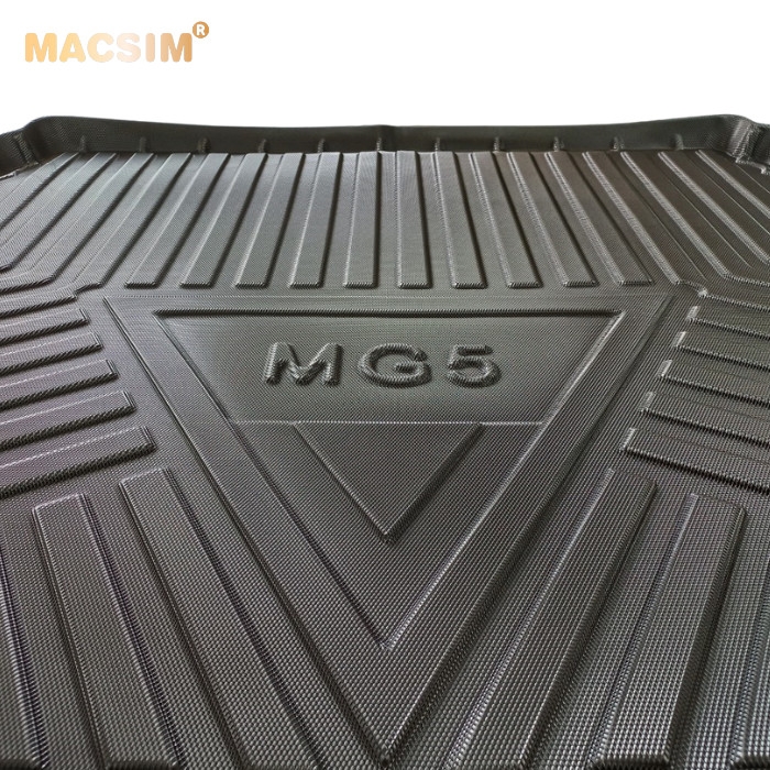 Thảm lót cốp xe ô tô MG5 qd 2021 + chất liệu TPV cao cấp màu đen