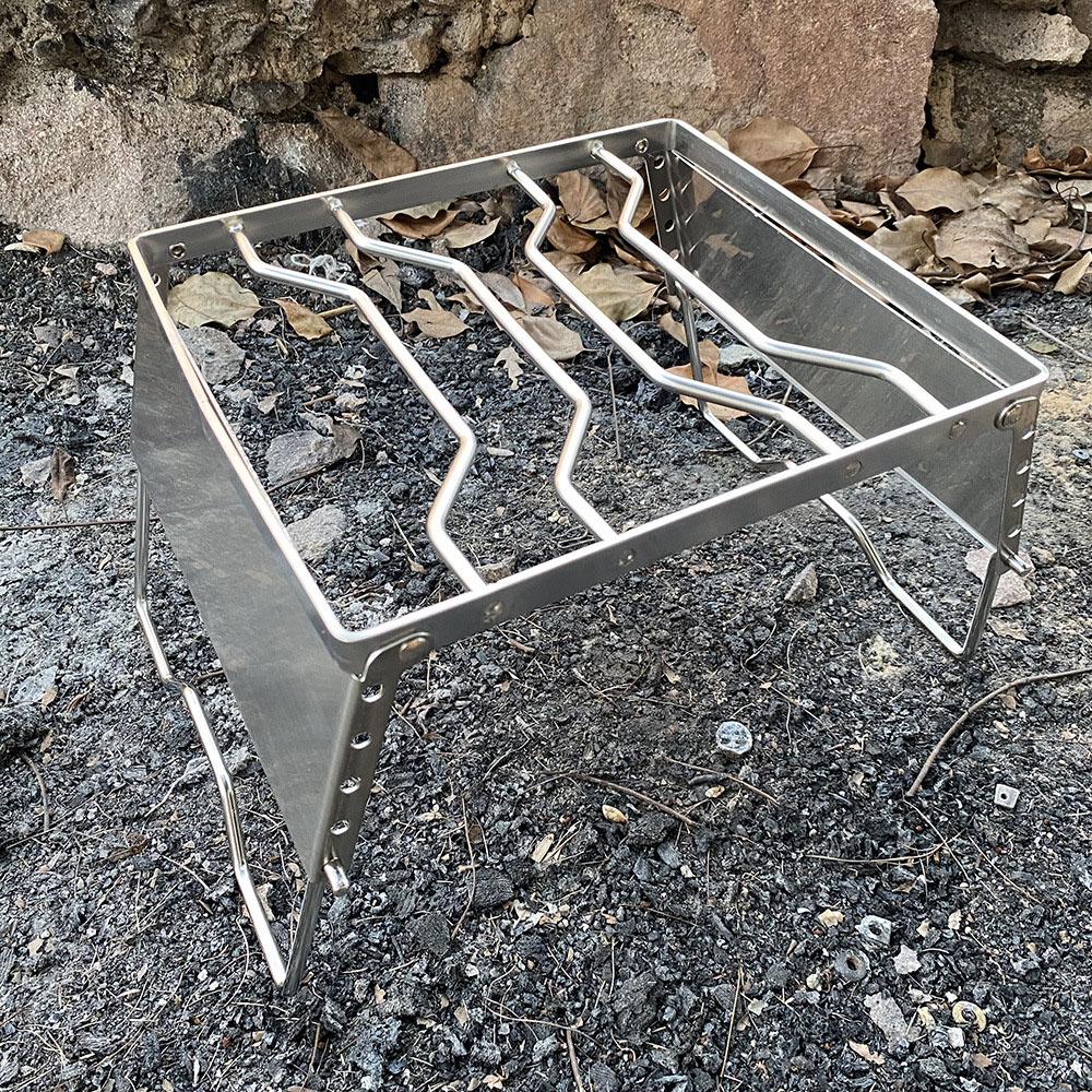 Stainless Steel Folding Lifting Windproof Grill 5 Level Height Adjustable Outdoor Stoves Bracket Camping Picnic Pot Rack