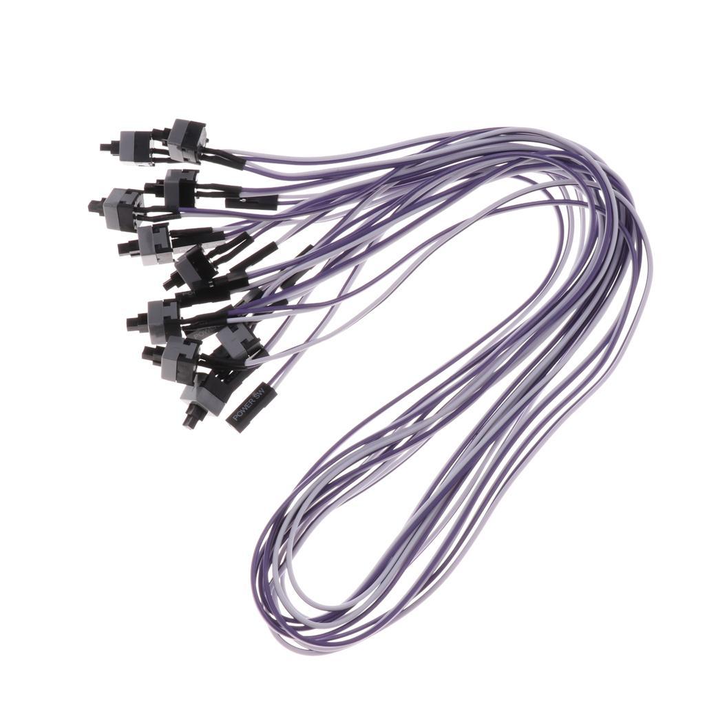 10Pcs 2Pin SW Power Cable on/off Push Button  Motherboard Switch Line