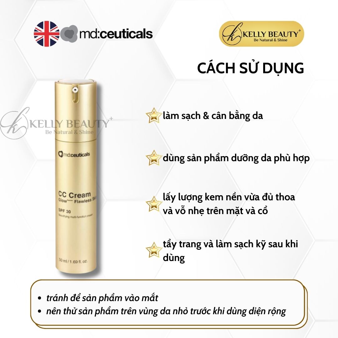 Kem Nền Che Khuyết Điểm Chống Nắng CC Cream Glow Flawless Skin SPF 30 - MD:Ceuticals | Kelly Beauty