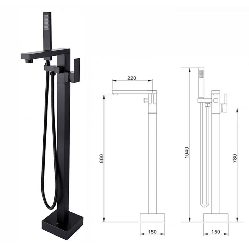Sen cây nóng lạnh dặt sàn cho bồn tắm dáng vuông