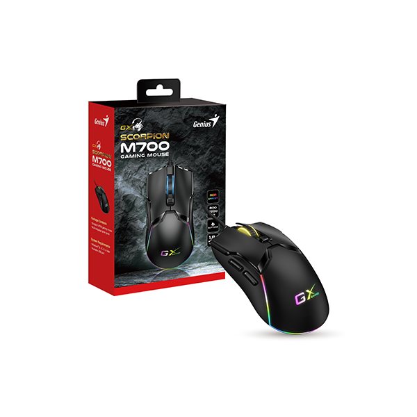 Chuột game có dây Genius Scorpion M700  - nhẹ, 6 nút lập trình, LED flash, DPI 7200, Hàng chính hãng, Bảo hành 1 năm