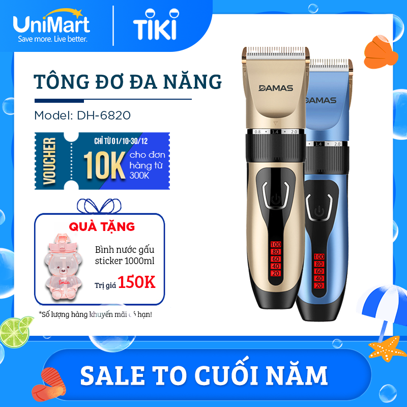 Tông Đơ Cắt Tóc Damas DH-6820 – Thiết Kế Đa Năng Chống Nước Tuyệt Đối Nhỏ Gọn, An Toàn – Tặng Kèm Bộ Đồ Chuyên Dụng Chuẩn Salon – Hàng Chính Hãng