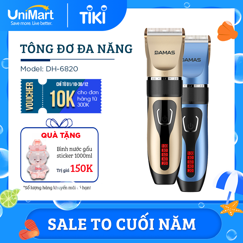 Tông Đơ Cắt Tóc Damas DH-6820 – Thiết Kế Đa Năng Chống Nước Tuyệt Đối Nhỏ Gọn, An Toàn –  Tặng Kèm Bộ Đồ Chuyên Dụng Chuẩn Salon – Hàng Chính Hãng