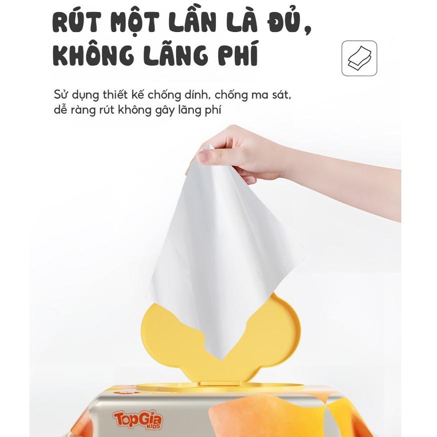 Khăn ướt TopGiaKids thùng 12 bịch an toàn, không cồn, không parabens, không mùi