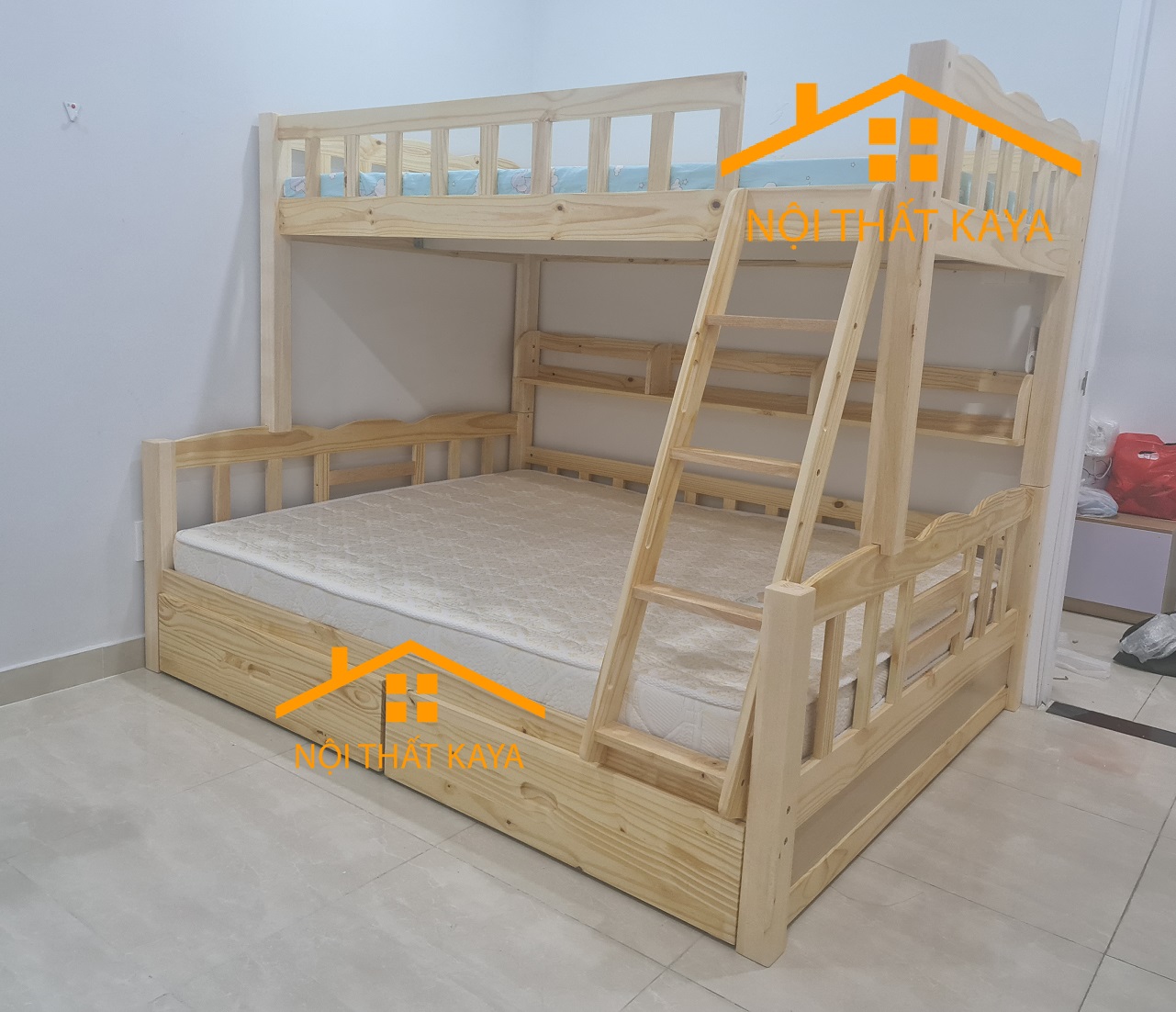 Bunny – Giường 2 tầng + 2 Hộc Kéo 1m2/1m6