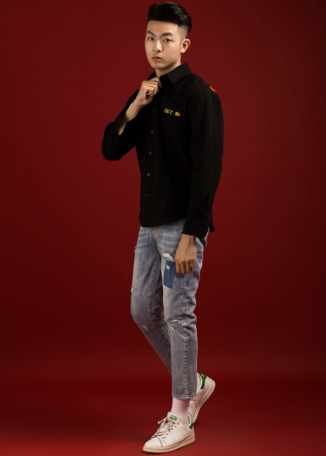 Áo sơ mi tay dài in họa tiết logo  – 3569