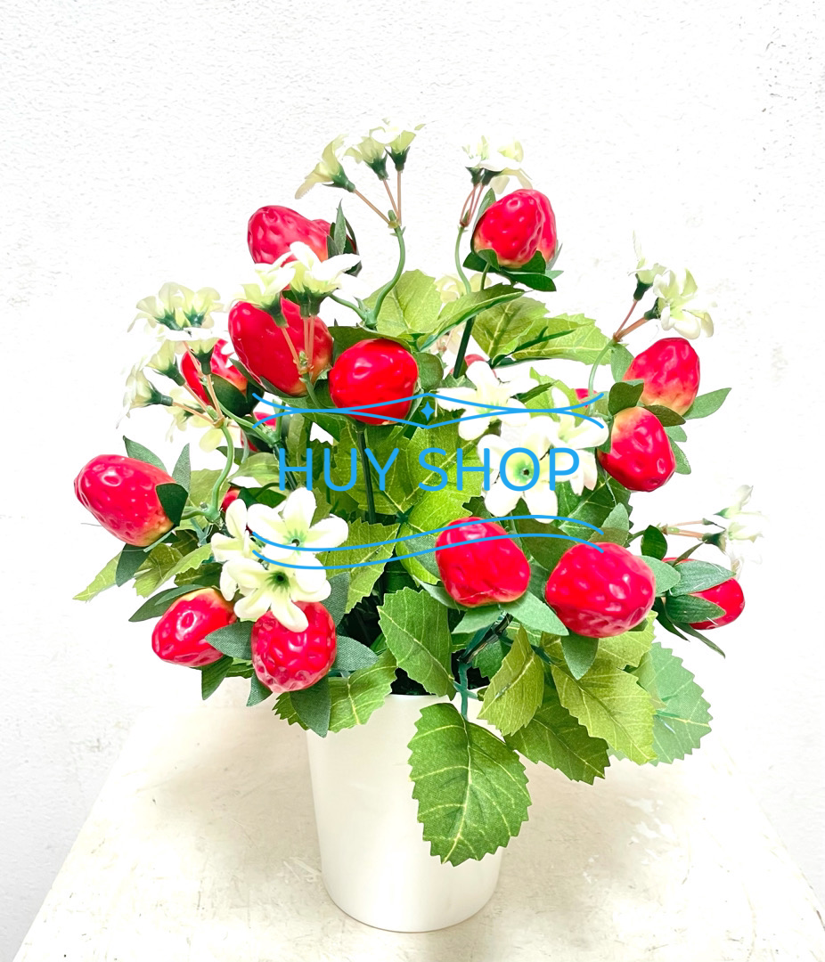 HOA TRÁI NHÂN TẠO - LỌ TRÁI DÂU TÂY ĐỂ BÀN