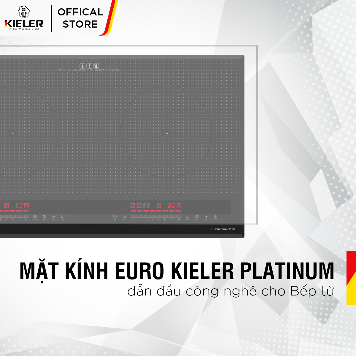Bếp điện từ đôi Kieler KL-PLATINUM T106 mặt kính Euro Kieler Platinum, Bếp điện từ có hẹn giờ, cảm ứng chống tràn 4400W - Hàng Chính Hãng