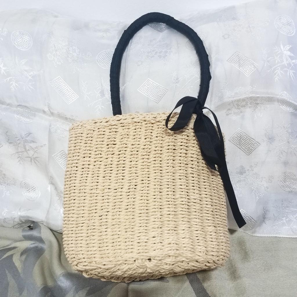 Túi Cói Đi BIển Quai Xách Buộc Nơ Xinh Xắn Bền Đẹp Đựng Đồ Bơi Phụ KIến NỮ Trang