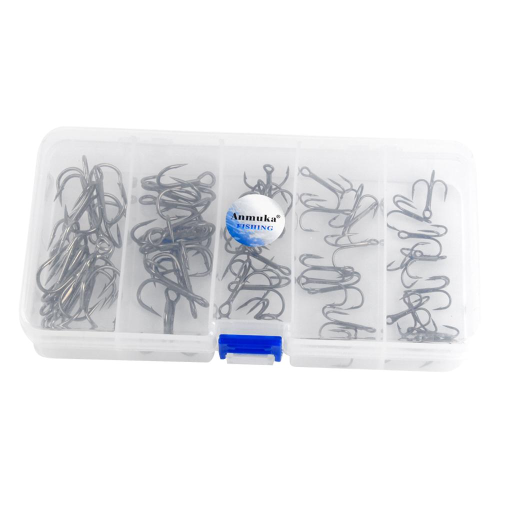 50pcs High Carbon Steel Fishing Hooks Treble Jig Hooks Fishhook Accessories