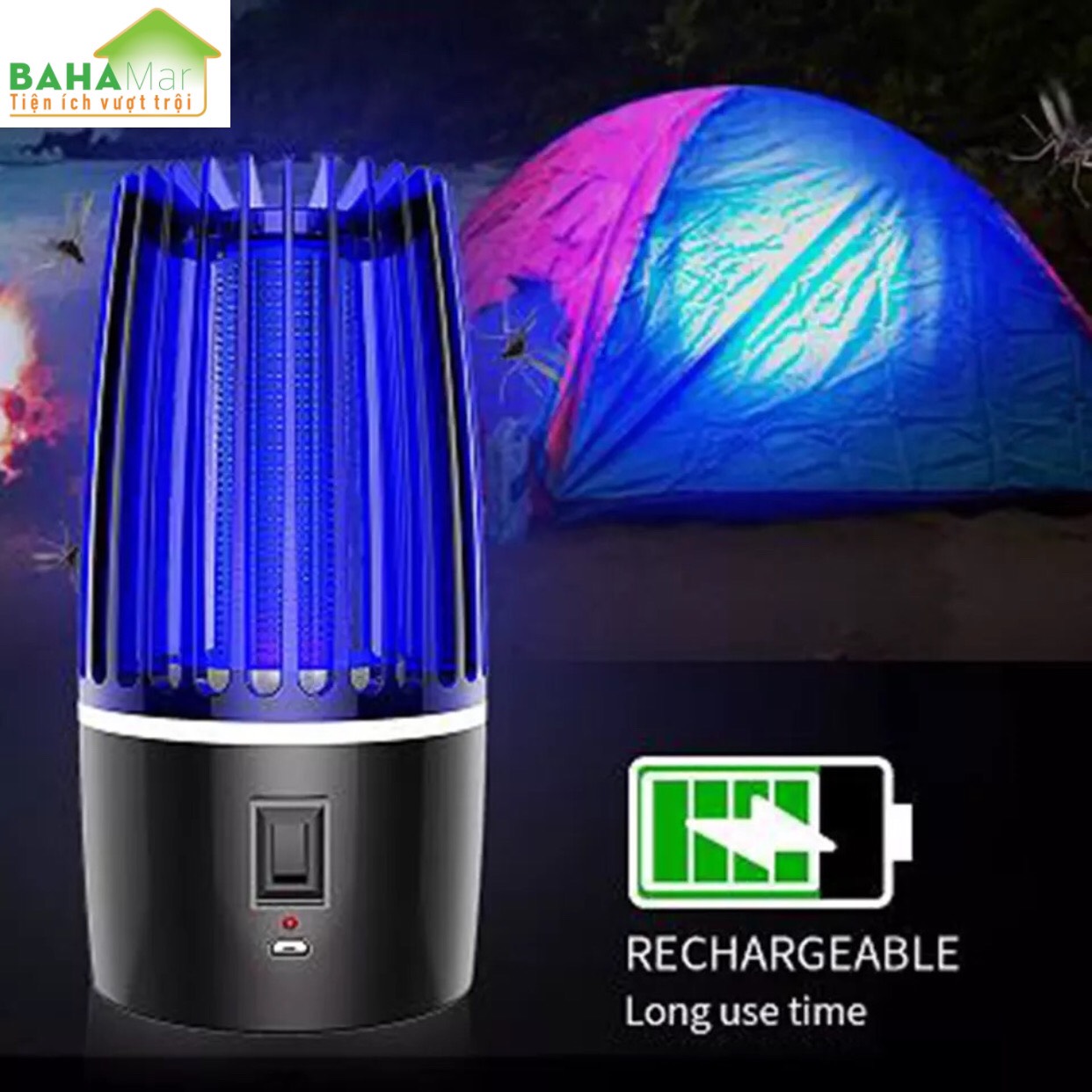 ĐÈN DIỆT MUỖI - DIỆT CÔN TRÙNG ĐA CHỨC NĂNG SẠC ĐIỆN "BAHAMAR" diệt muỗi bằng ánh sáng xanh thu hút muỗi bay vào và tiêu diệt , ngăn ngừa bệnh dịch do muỗi và côn trùng
