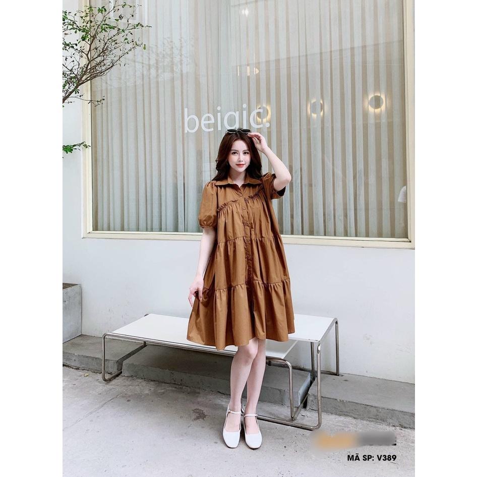 Váy bầu cao cấp siêu sangđầm bầu sơ mi mát mềm mịn thấm hút mồ hôifree size 43~70kg
