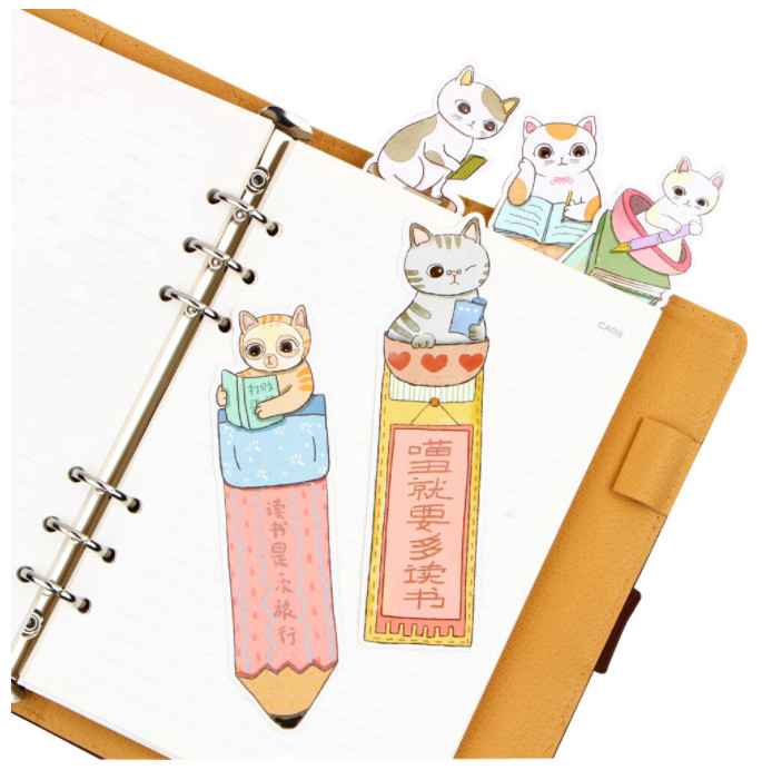 Hộp 30 Bookmark Đánh Dấu Sách Hình Mèo - 15.5x4.5cm