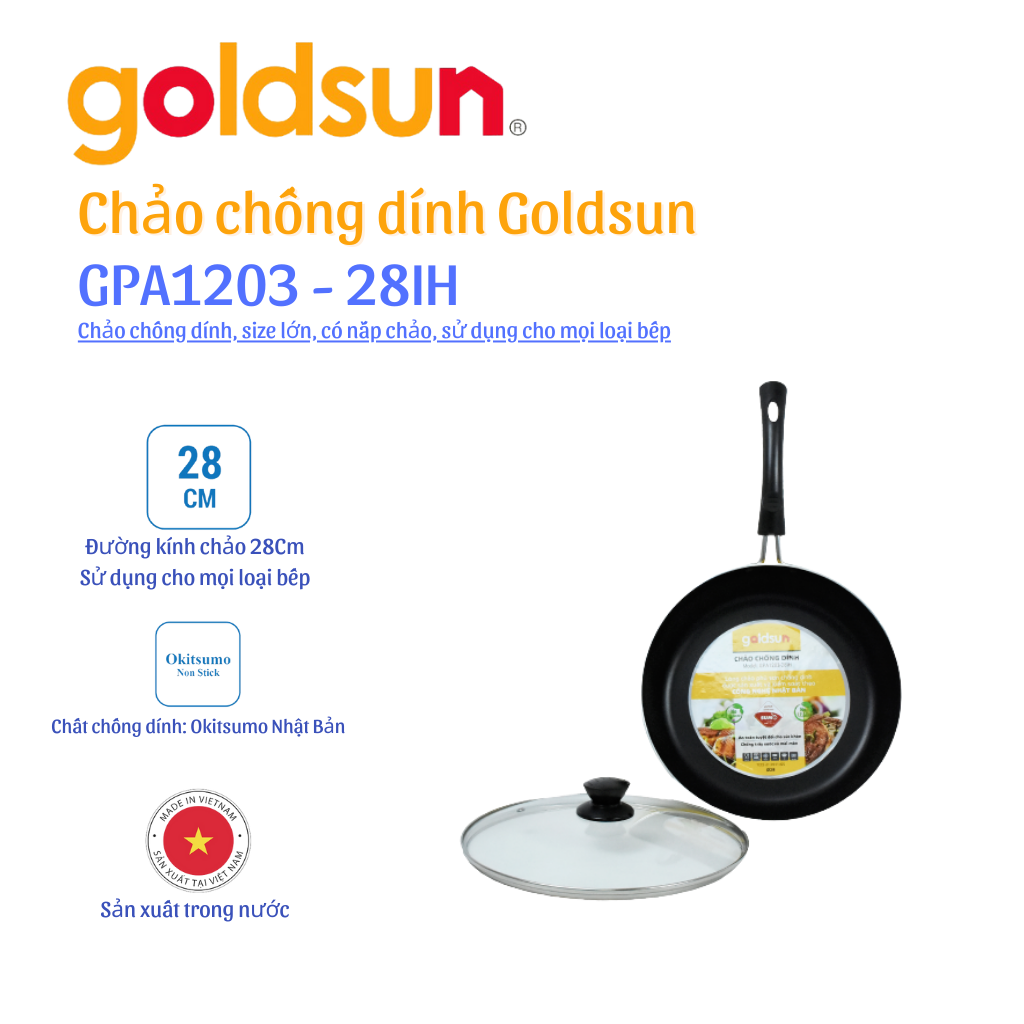 Chảo chống dính Goldsun GPA1203-28IH - Hàng chính hãng