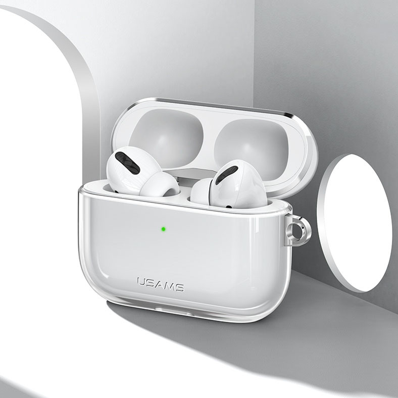 Trong suốt  - Bao case silicon trong suốt chống sốc siêu mỏng cho tai nghe Apple Airpods Pro hiệu Usams US-BH570 (Mỏng 1.5mm, bảo vệ toàn diện, vật liệu cao cấp) - Hàng nhập khẩu