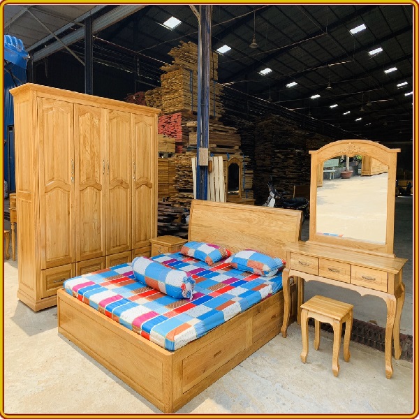 Giường ngủ Nhật gỗ sồi 1m8 Tundo - 2 Hộc