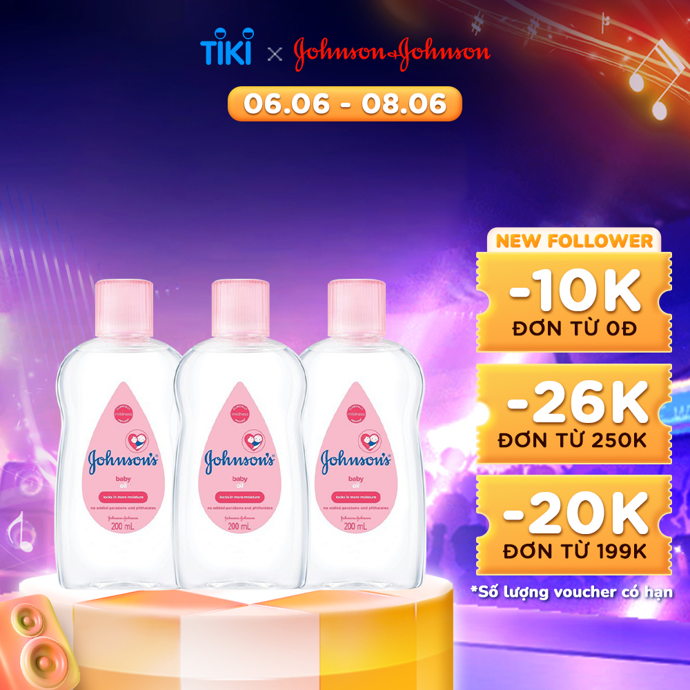 Combo 3 Chai Dầu Massage Cho Bé Johnson's Baby Oil 200ml