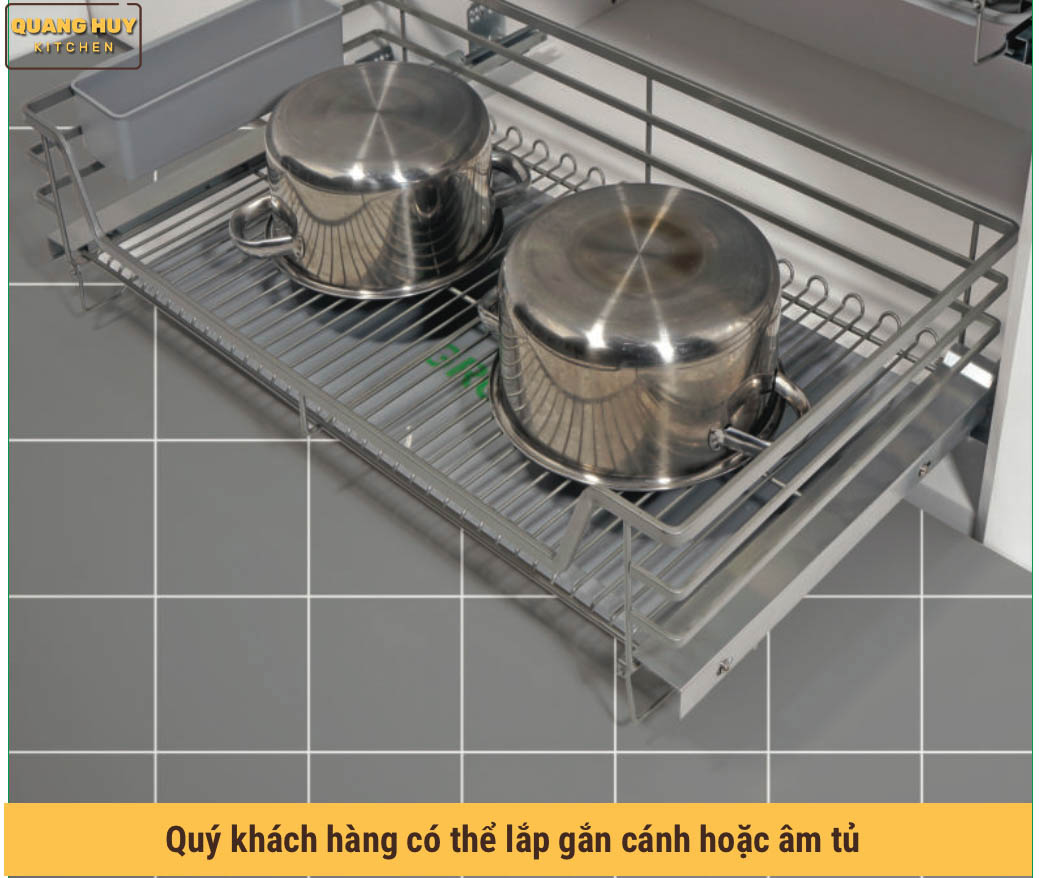 Giá xoong nồi tủ dưới inox sơn Nano bảo hành 10 năm không han gỉ thương hiệu Grob