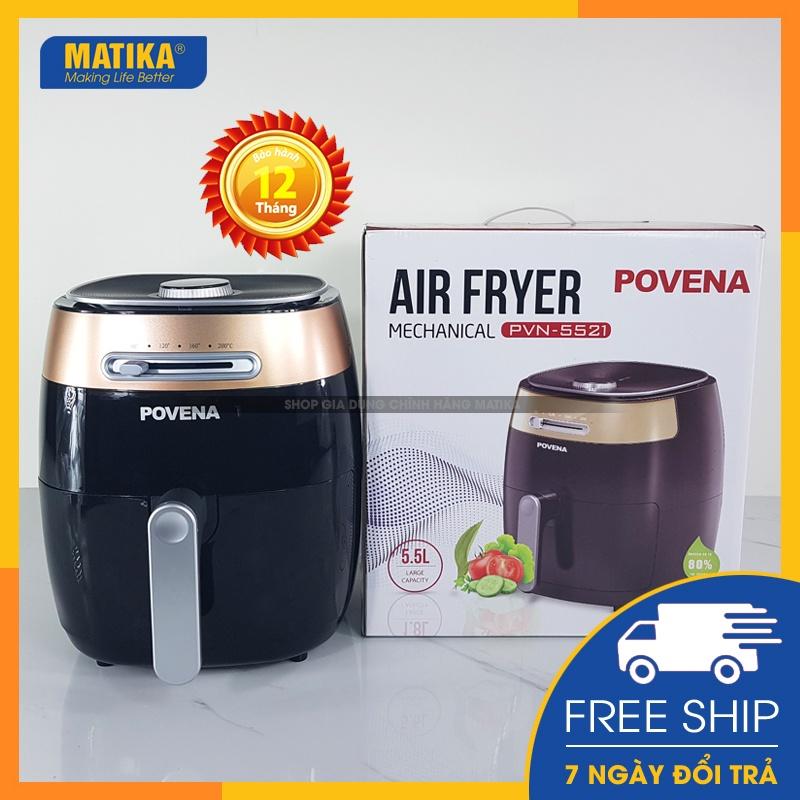 Nồi chiên không dầu POVENA nồi chiên chân không 5.5l-1500W chiên nướng hoàn hảo hạn chế 80% dầu mỡ PVN-5521 - Hàng chính hãng
