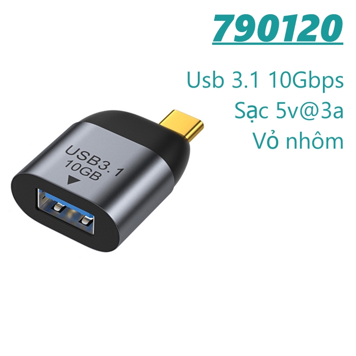 Đầu chuyển usb 3.1 ra usb type-c, và ngược lại type-c ra usb 3.1 hỗ trợ sạc 5v3a và dữ liệu 10Gbps