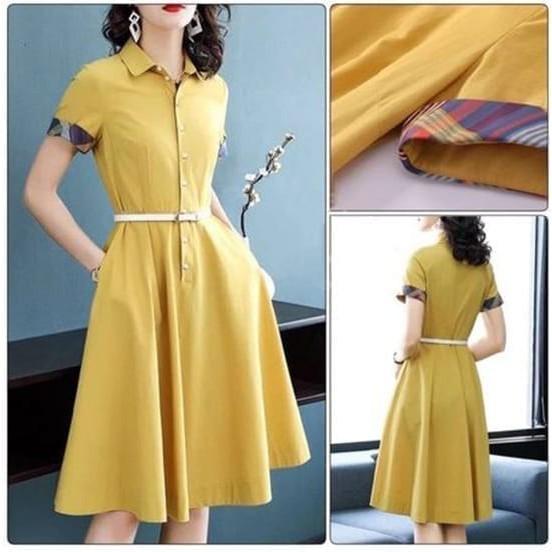 Đầm Váy Nữ Sơ Mi Xòe Thắt Lưng - QA0045