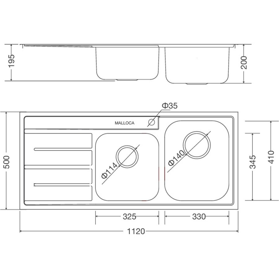 Chậu rửa chén Inox Malloca MS 1027L NEW